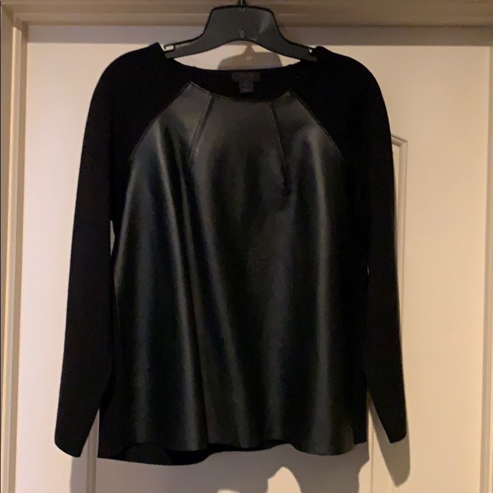 J Crew leather and knit top